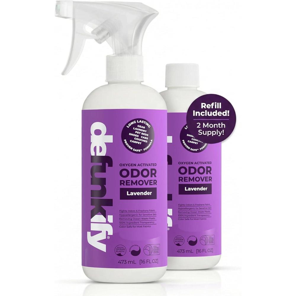 image:imageFabric Freshener Spray 32oz Fresh Air Odor Remover Spray Shoe Deodorizer Carpet Deodorizer Odor Eliminator for Strong Odors Cleaning Supplies ProvenSafe Fabric Freshener for Sensitive GearLavender