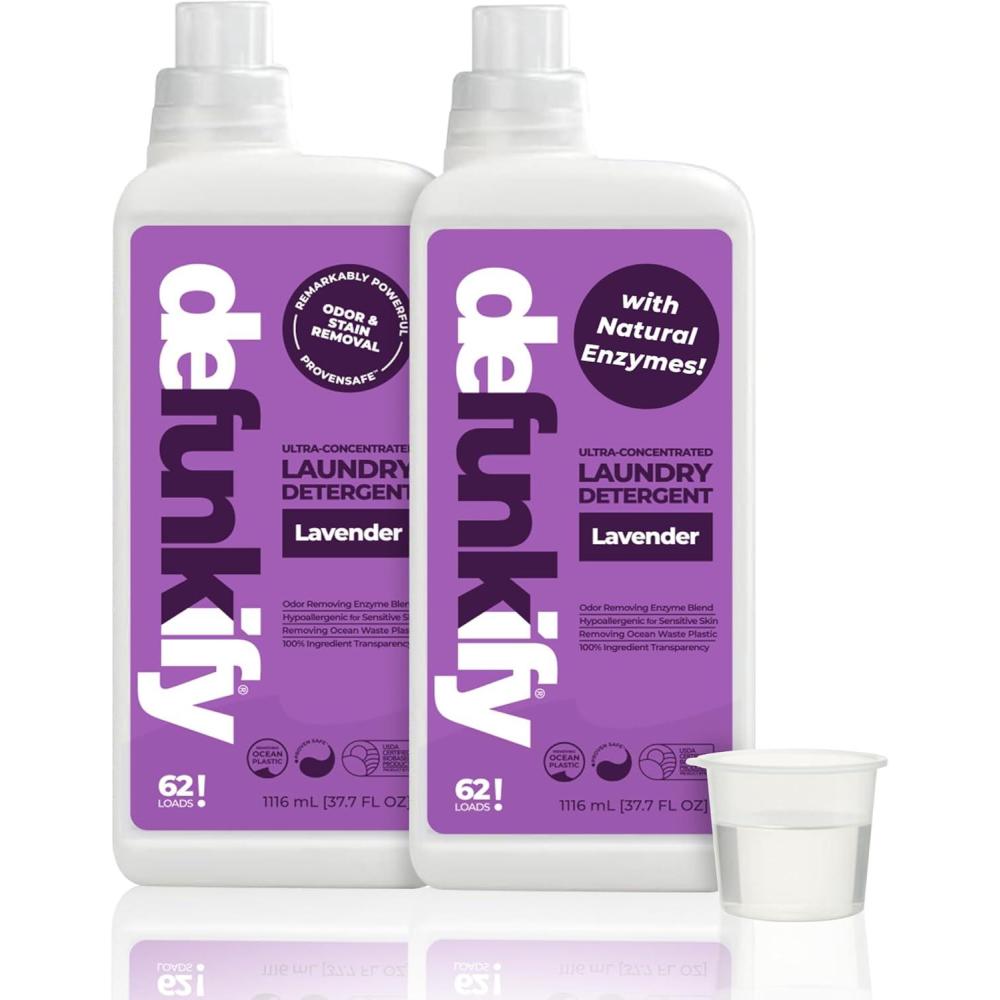 image:imageLaundry Detergent 124 Load Unscented Liquid Laundry Detergent Washing Soap for Sensitive Skin ProvenSafe Fabric Stripper Cleaning Supply wOdor amp Stain Remover for Activewear amp All Fabrics2 Lavender